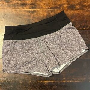 Black/Grey Lululemon Speed-Up Shorts in Size 2